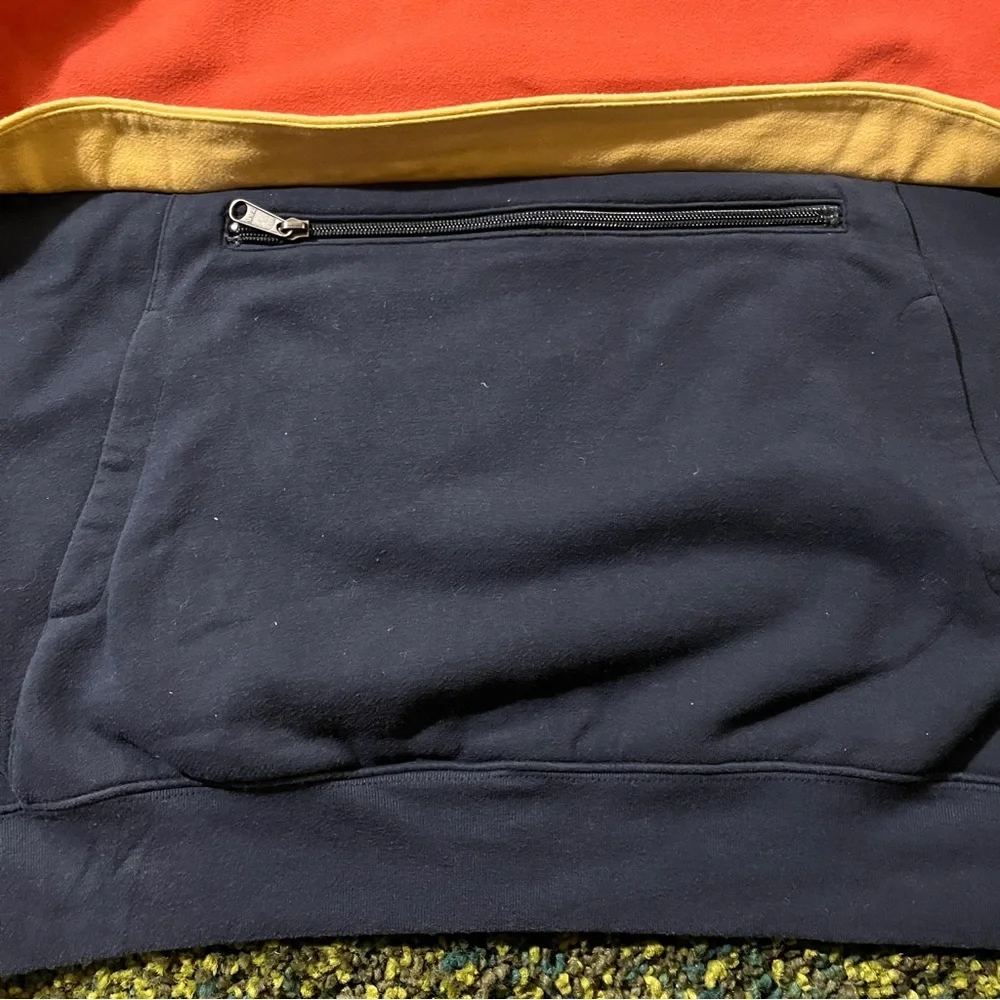 L.L. Bean Men's Navy, Red & Yellow Colorblock Pullover Sweater - Picture 4 of 7